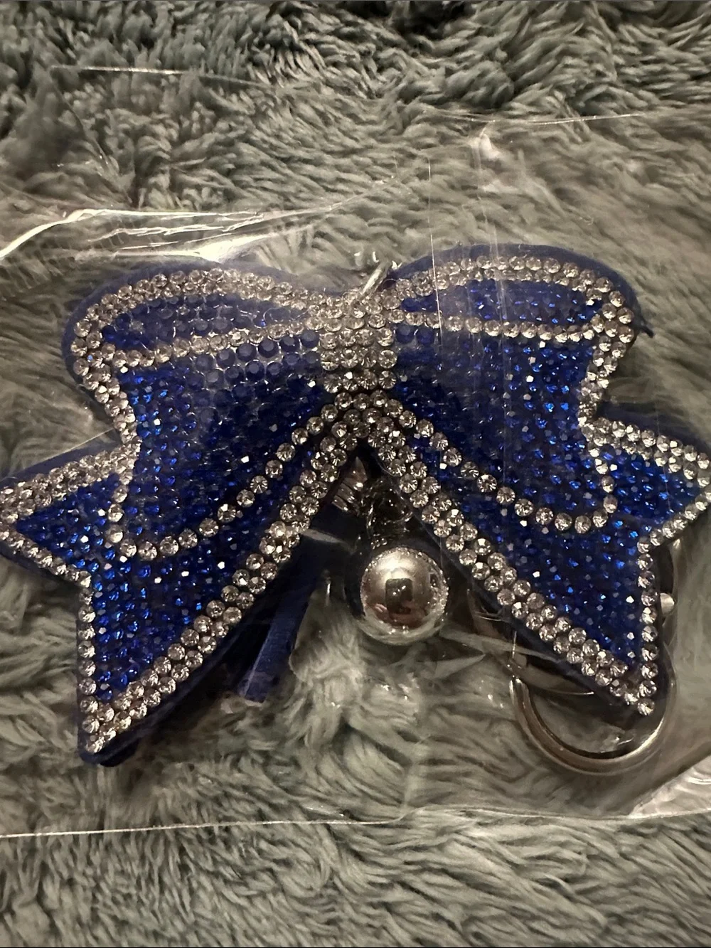 Blue Rhinestone Bow Keychain Charm